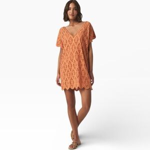 Splendid Sandro Eyelet Dress in Orange Tiger Peach NEW with Tag W2149 Sz XS